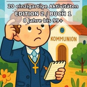 Libro di puzzle per la Prima Comunione da stampare per bambini – Attività per le vacanze e il campeggio – 20 pagine di puzzle e attività (PDF) E1/B2 immagine 2