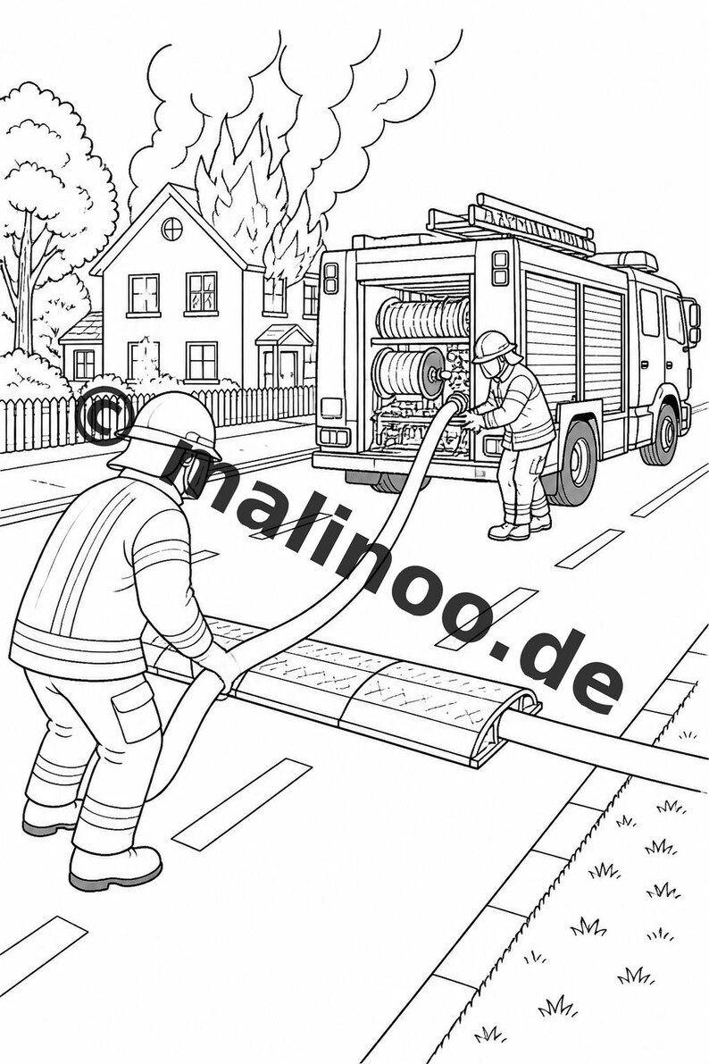 Firefighter Coloring Book PDF Download Digital – 20 Coloring Pages for Children – Book 02 Edition 1 (DIN-A4) image 14