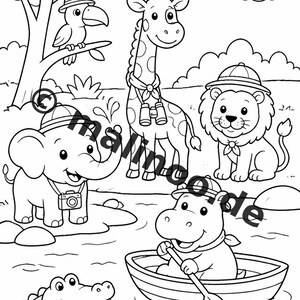 Safari Animals Activity Book for Children – 100 Puzzle and Activity Pages – PDF Download E1/B1 (DIN-A4) – Gift, Activity image 5