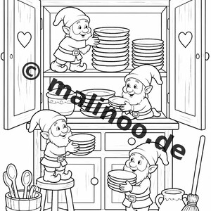 Libro para colorear de elfos para niños – 20 páginas para colorear – Impreso y encuadernado E1/B1 (DIN-A5) – Recuerdo de fiesta, regalo, fiesta de cumpleaños infantil, obsequio para invitados imagen 8