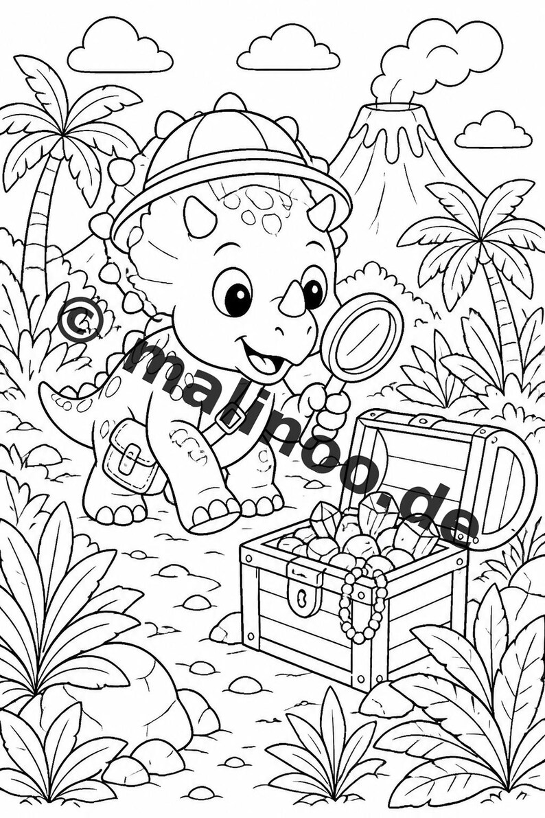 Baby-Dinosaurier Malbuch gedruckt, ungebunden – 100 Ausmalbilder für Kinder – MEGABUCH 01 Edition 1 (DIN-A4) Bild 19