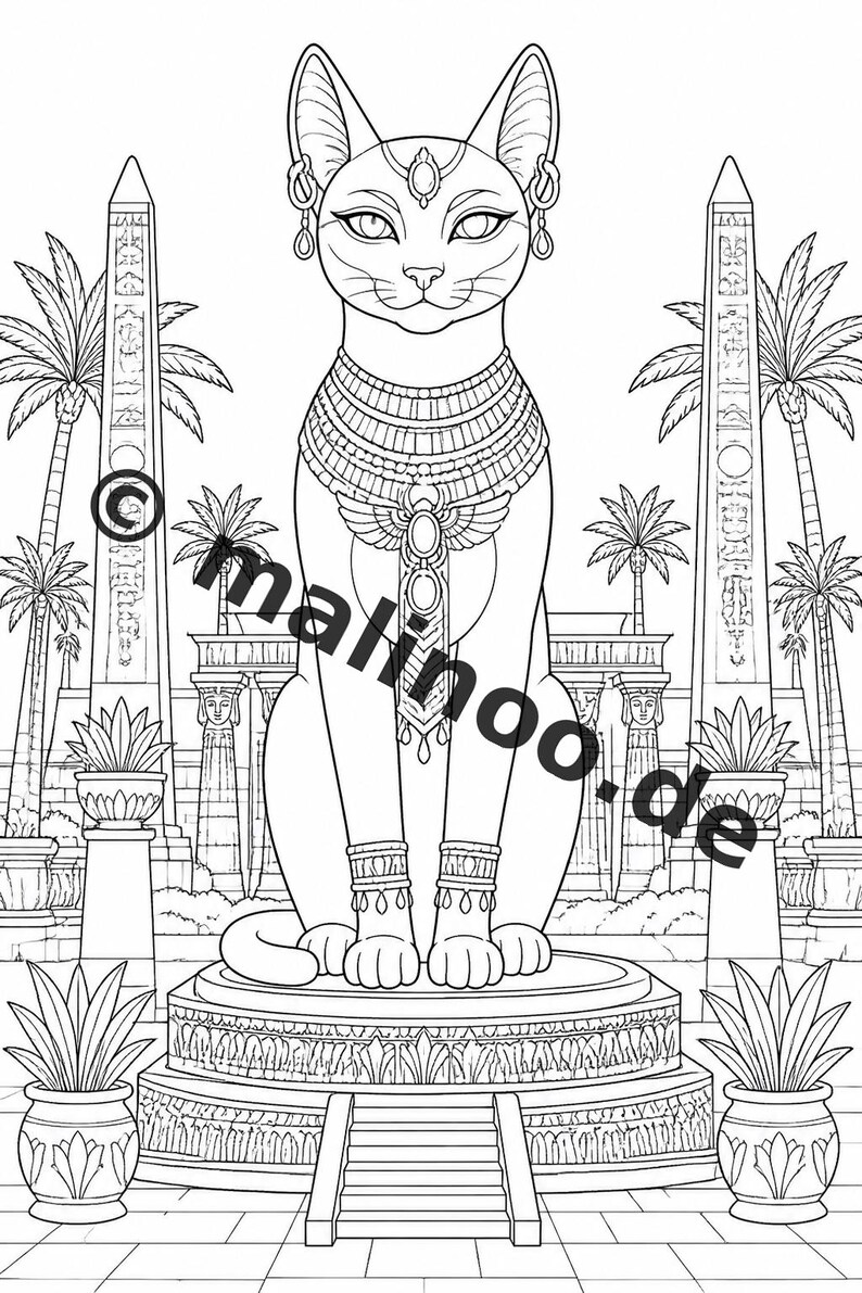 Livro de colorir do Egito, impresso, sem encadernação – 100 páginas para colorir para crianças – MEGA BOOK 01 Edição 1 (DIN A4) imagem 20