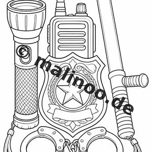 Police Coloring Book for Kids – 100 Coloring Pages – PDF Download E1/B4 (DIN-A4) – Gift, Activity, Advent Calendar, Birthday image 13