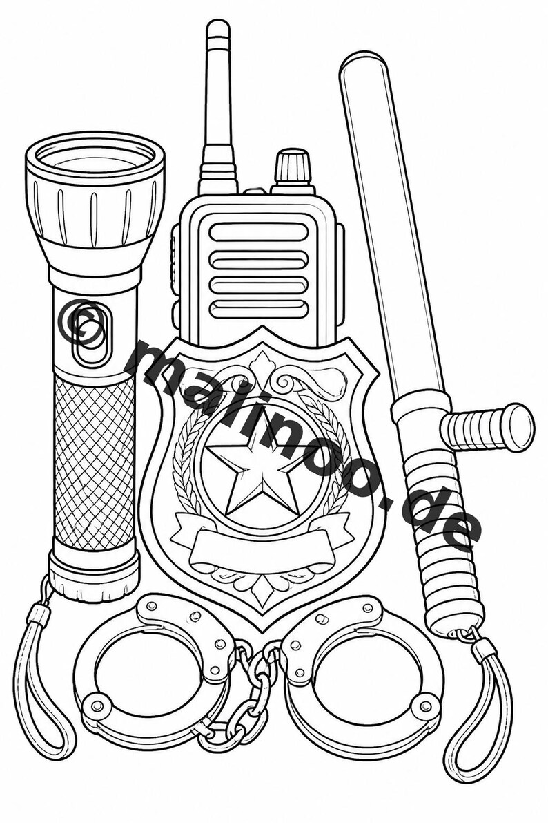Police Coloring Book for Kids – 100 Coloring Pages – PDF Download E1/B4 (DIN-A4) – Gift, Activity, Advent Calendar, Birthday image 13
