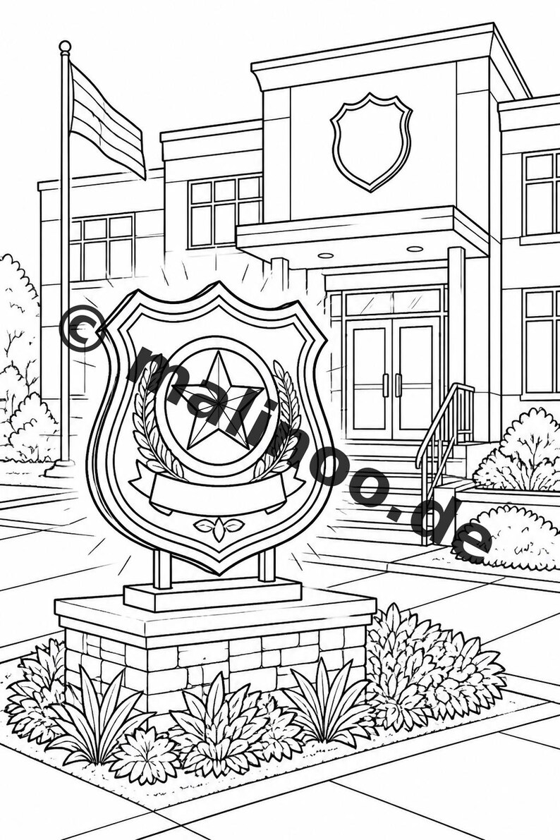 Police Coloring Book for Kids – 50 Coloring Pages – PDF Download E1/B3 (DIN-A4) – Gift, Travel Activity, Birthday, Activity image 10