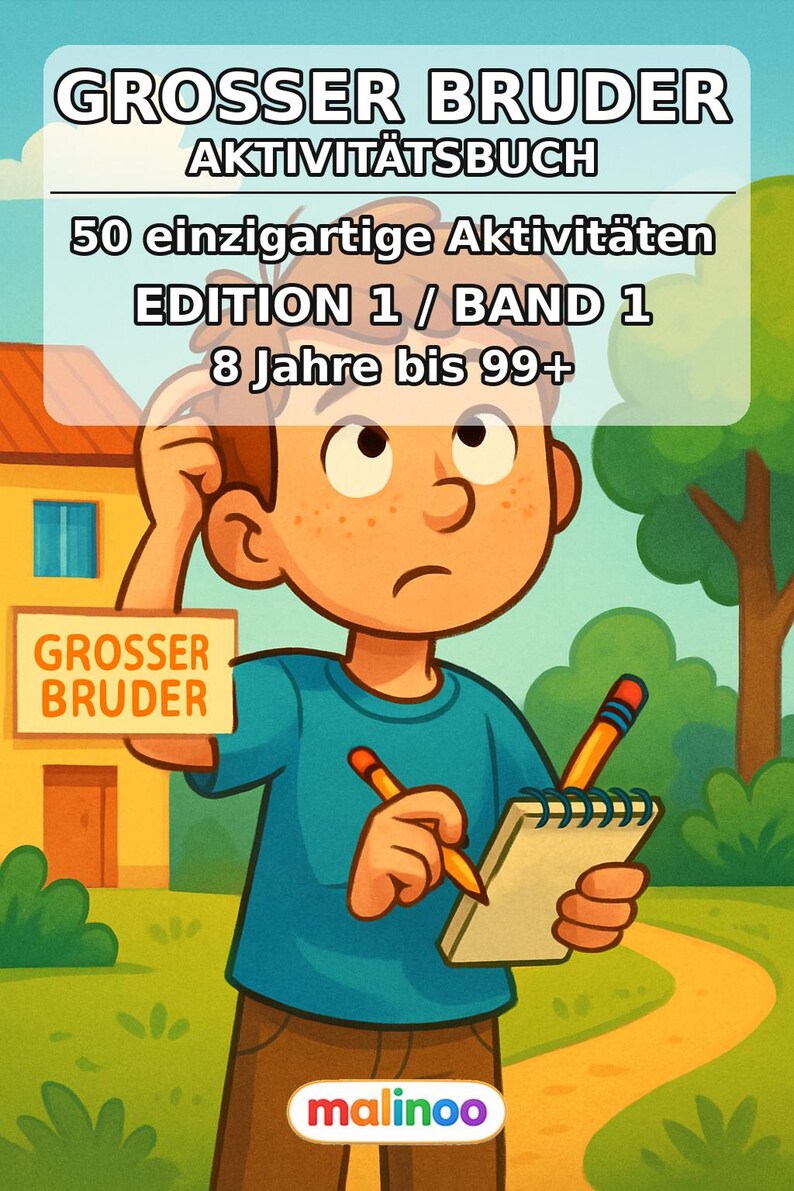 Großer Bruder Beschäftigungsblätter ab 8 Jahren – 50 Seiten zum Rätseln – Geschenk für Enkel, Patenkind, Nichte und Neffe (PDF) E1/B1 Bild 2