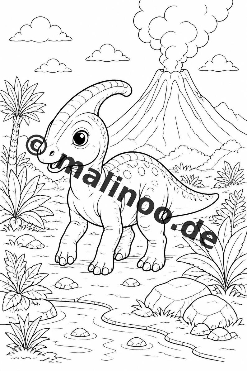 Baby-Dinosaurier Malbuch gedruckt, ungebunden – 100 Ausmalbilder für Kinder – MEGABUCH 01 Edition 1 (DIN-A4) Bild 17