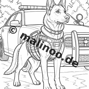 Livre de coloriage Police pour enfants – 50 pages à colorier – Téléchargement PDF E1/B3 (DIN-A4) – Cadeau, activité de voyage, anniversaire, loisirs image 15