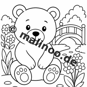 Berenkleurboek voor kinderen – 100 kleurplaten – PDF-download E1/B2 (DIN-A4) – Cadeau, activiteit, adventskalender, verjaardag afbeelding 7
