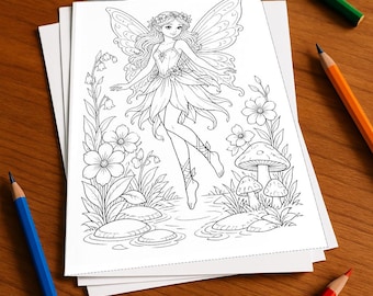 妖精の塗り絵、印刷済み、製本なし – 子供向け塗り絵100ページ – メガブック03 第1版 (DIN A4)