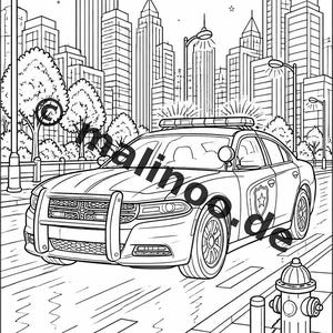 Police Coloring Book for Kids – 100 Coloring Pages – PDF Download E1/B4 (DIN-A4) – Gift, Activity, Advent Calendar, Birthday image 20