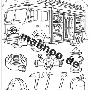 Fire Coloring Book for Kids – 20 Coloring Pages – PDF Download E1/B2 (DIN-A4) – Party Favor, Gift, Children's Birthday Party, Guest Gift image 6
