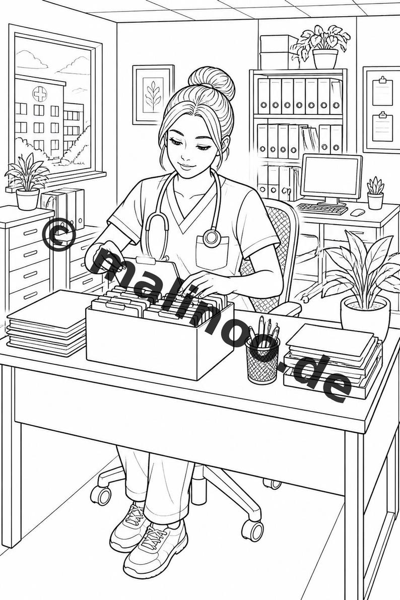 Hospital Coloring Book PDF Download Digital – 20 Coloring Pages for Children – Book 01 Edition 1 (DIN-A4) image 8