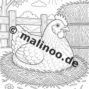 Livro de colorir de animais da fazenda para crianças – 20 páginas para colorir – Download em PDF E1/B3 (DIN-A4) – Lembrancinha de festa, presente, aniversário infantil, lembrancinha de festa imagem 7