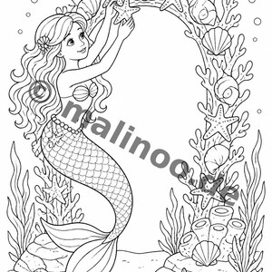 Gift idea for grandchildren and godchildren: Mermaid coloring book with 100 coloring pages (DIN A4) E6 image 13