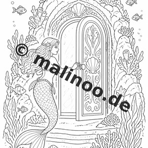 Meerjungfrauen Malbuch Kinder – 100 Ausmalbilder – PDF Download E1/B5 (DIN-A4) – Geschenk, Beschäftigung, Adventskalender, Geburtstag Bild 10