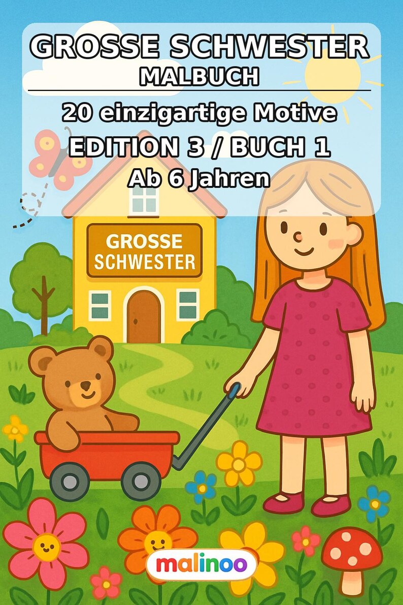 Große Schwester Malvorlagen für Kinder – fördert Feinmotorik und Konzentration – 20 Ausmalbilder (PDF) E1/B3 Bild 2