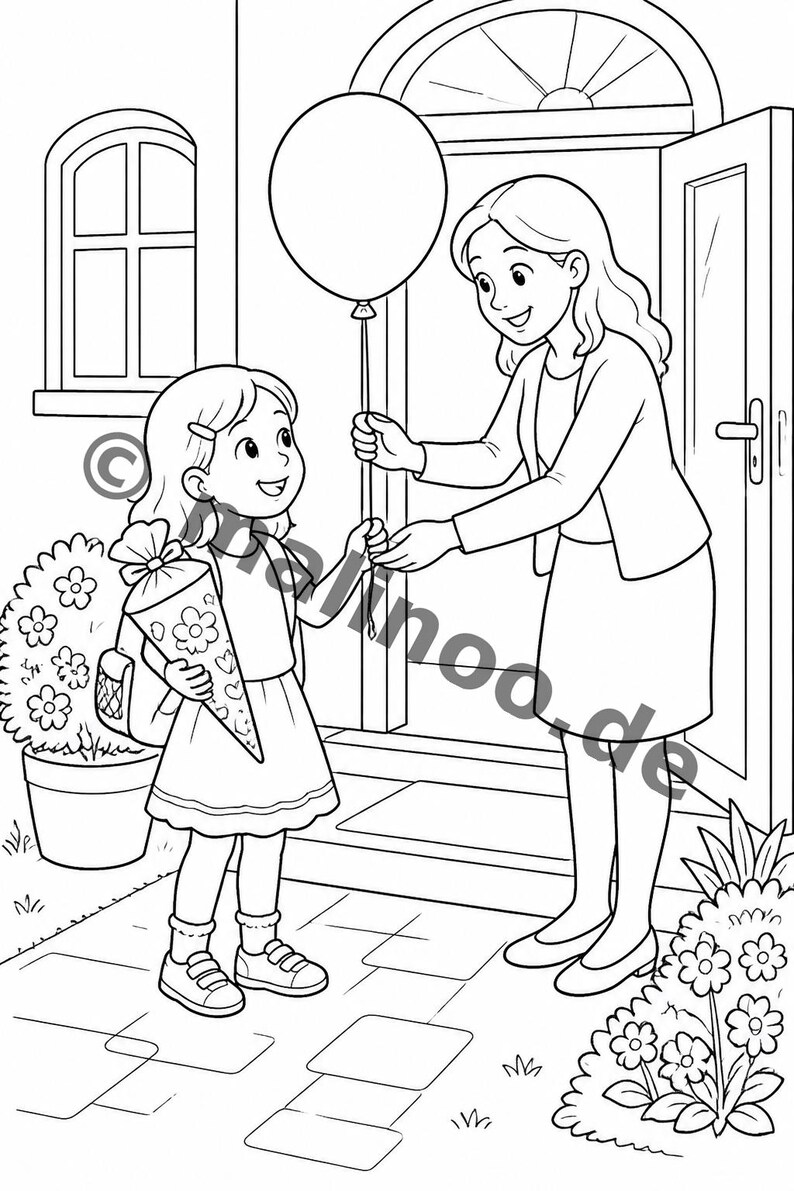 My First Day of School Creative Coloring Book for Ages 6 and Up – 100 Pictures to Color – Gift for Siblings on Birth (PDF) E2 image 11