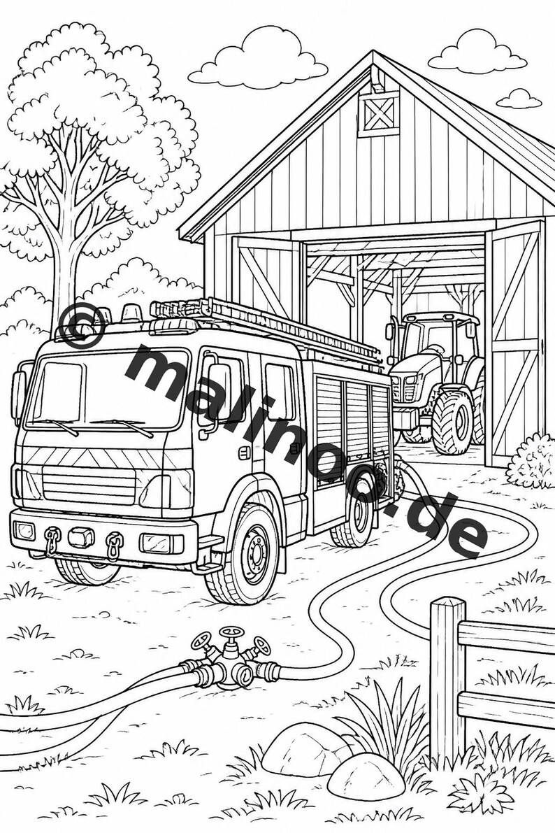 Fire Coloring Book for Kids – 20 Coloring Pages – PDF Download E1/B2 (DIN-A4) – Party Favor, Gift, Children's Birthday Party, Guest Gift image 5
