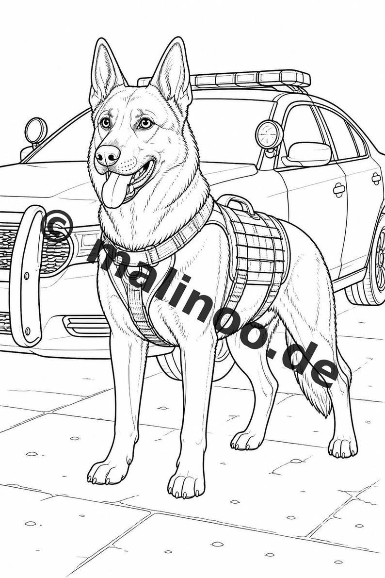 Police Coloring Book PDF Download digital – 20 coloring pages for children – Book 01 Edition 1 (DIN-A4) image 15