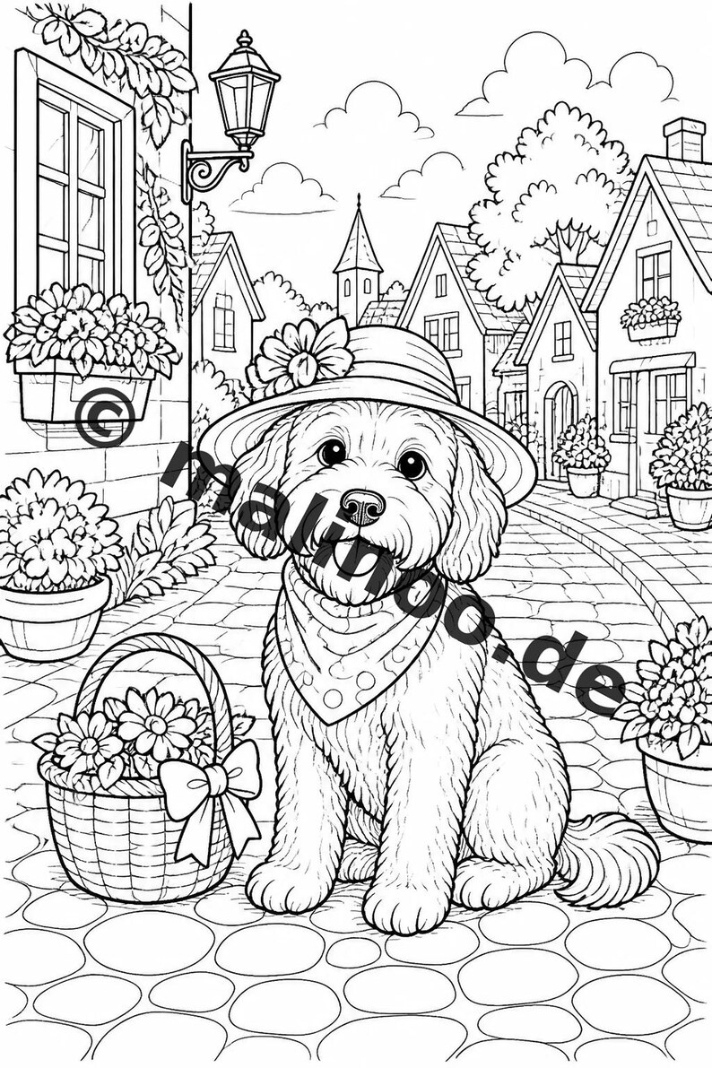 Hunde Malbuch Kinder – 100 Ausmalbilder – PDF Download E1/B1 (DIN-A4) – Geschenk, Beschäftigung, Adventskalender, Geburtstag Bild 7