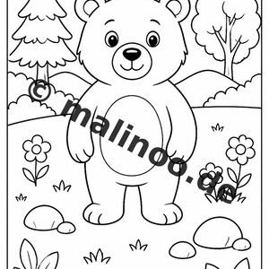 Berenkleurboek voor kinderen – 100 kleurplaten – PDF-download E1/B2 (DIN-A4) – Cadeau, activiteit, adventskalender, verjaardag afbeelding 3