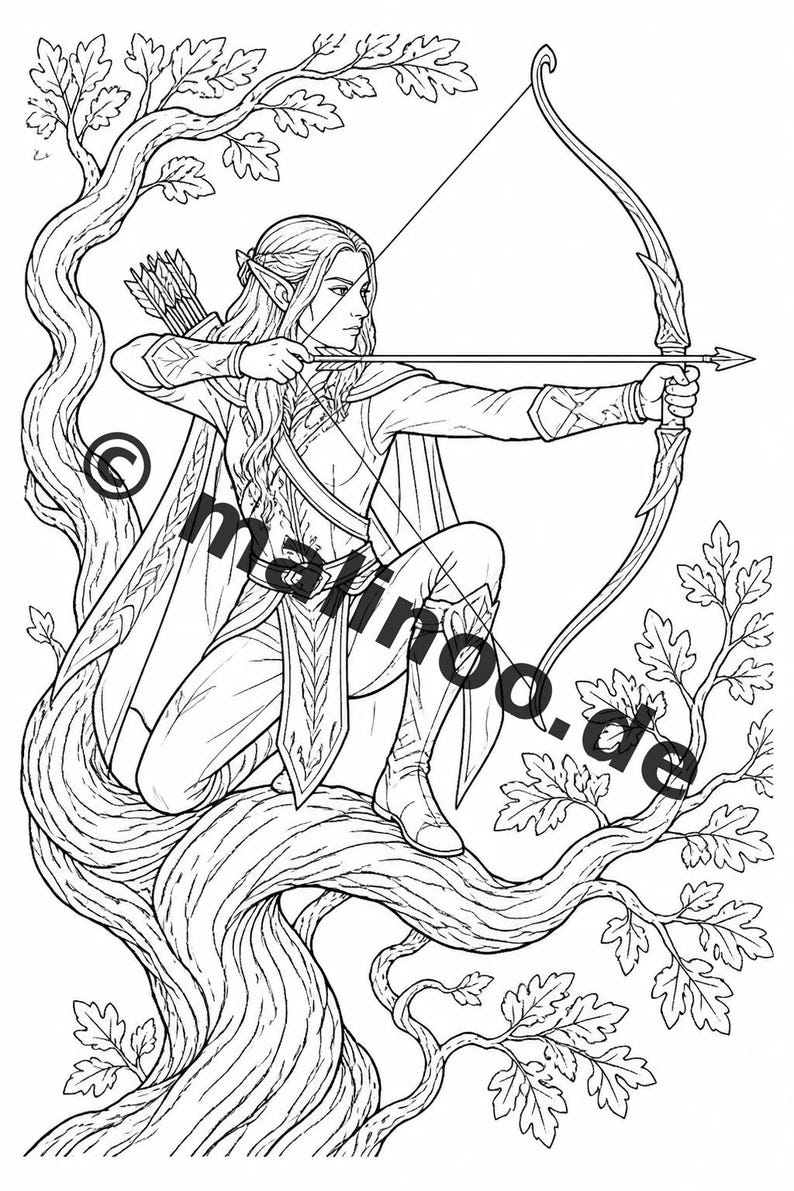 Children's table for weddings, baptisms and communions: Elf coloring book as a PDF with 100 coloring pages E2 image 3