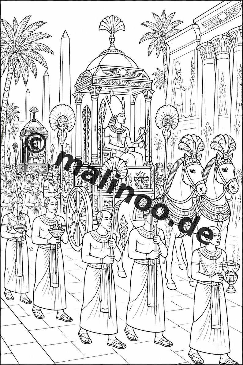 Dibujos para colorear de Egipto para imprimir para niños – material didáctico para primaria y clases de sustitución – 20 dibujos para colorear (PDF) E4/B5 imagen 9