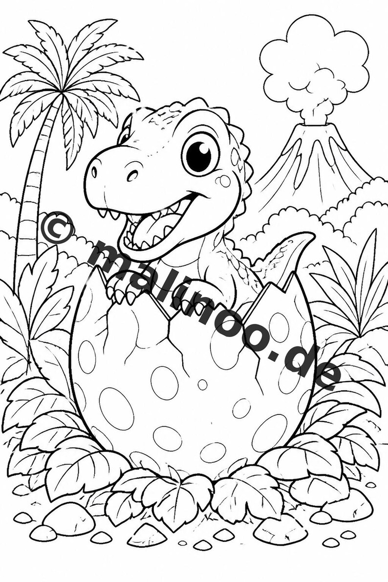 Baby-Dinosaurier Malbuch PDF Download digital – 20 Ausmalbilder für Kinder – Buch 02 Edition 1 (DIN-A4) Bild 3