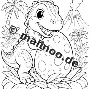 Baby Dinosaurs Coloring Book for Kids – 100 Coloring Pages – PDF Download E1/B3 (DIN-A4) – Gift, Activity, Advent Calendar, Birthday image 4