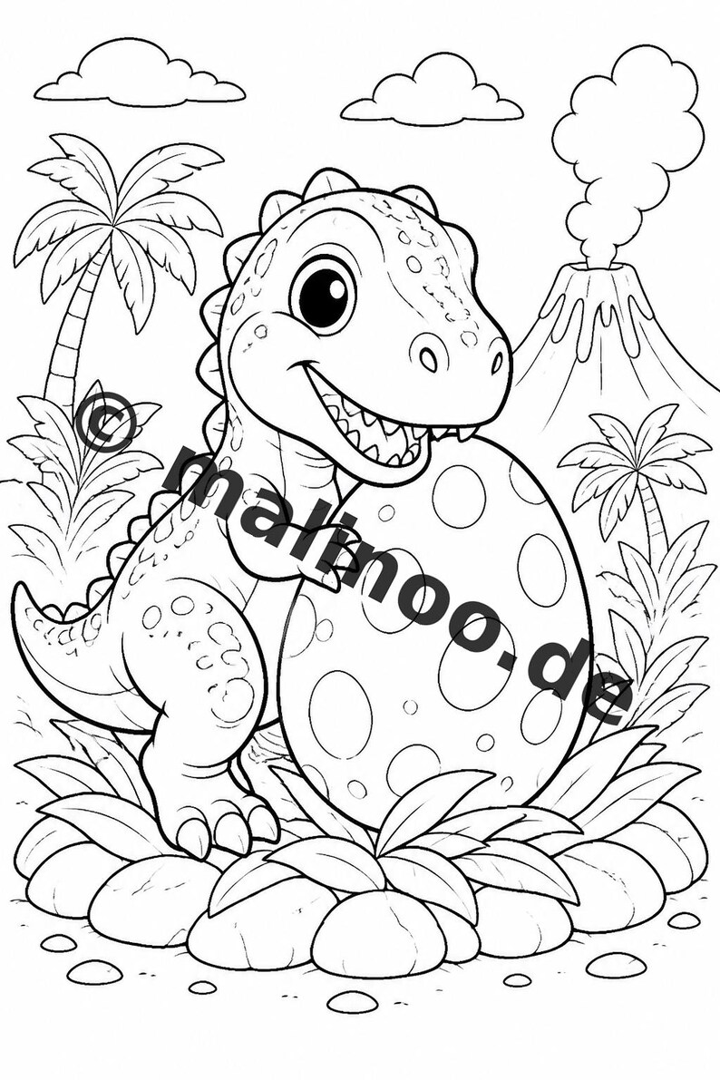 Baby Dinosaurs Coloring Book for Kids – 100 Coloring Pages – PDF Download E1/B3 (DIN-A4) – Gift, Activity, Advent Calendar, Birthday image 4