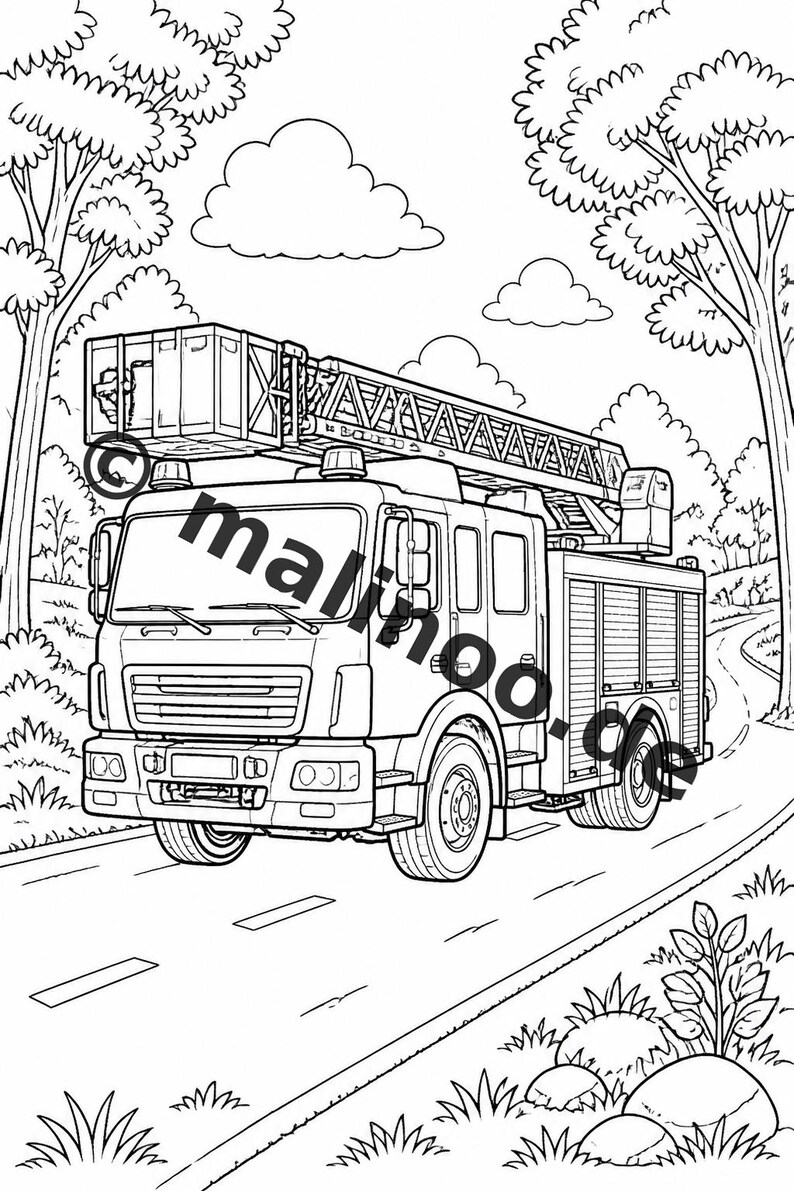 Feuer Malbuch Kinder – 20 Ausmalbilder – PDF Download E1/B3 (DIN-A4) – Mitgebsel, Geschenk, Kindergeburtstag, Gastgeschenk Bild 12