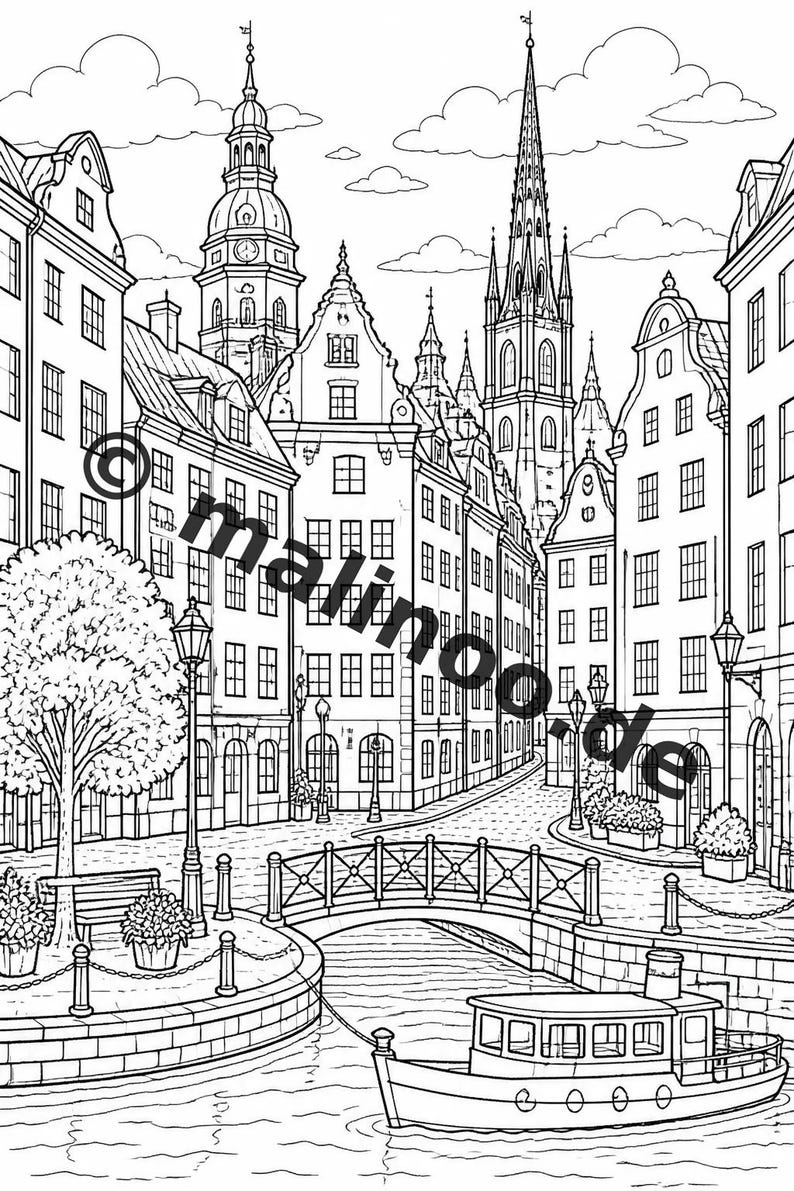 Livre de coloriage Europe pour enfants – 20 pages à colorier – Téléchargement PDF E1/B2 (DIN-A4) – Cadeau d'invité, souvenir de fête d'anniversaire d'enfant image 11