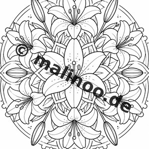 Mandalas Coloring Book for Kids – 50 Coloring Pages – PDF Download E1/B1 (DIN-A4) – Gift, Travel Activity, Birthday, Activity image 4
