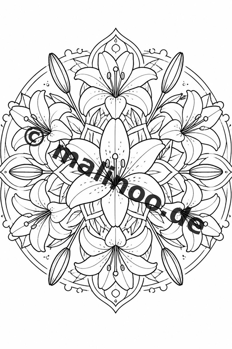Mandalas Coloring Book for Kids – 50 Coloring Pages – PDF Download E1/B1 (DIN-A4) – Gift, Travel Activity, Birthday, Activity image 4