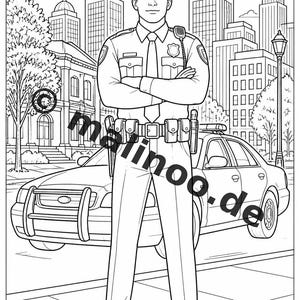 Police Coloring Book PDF Download Digital – 20 Coloring Pages for Children – Book 02 Edition 1 (DIN-A4) image 3