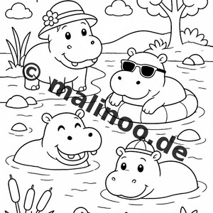Libro de actividades de hipopótamos para niños – 100 páginas de rompecabezas y actividades – Impreso + hojas sueltas E1/B1 (DIN A4) – Regalo, Actividad imagen 5