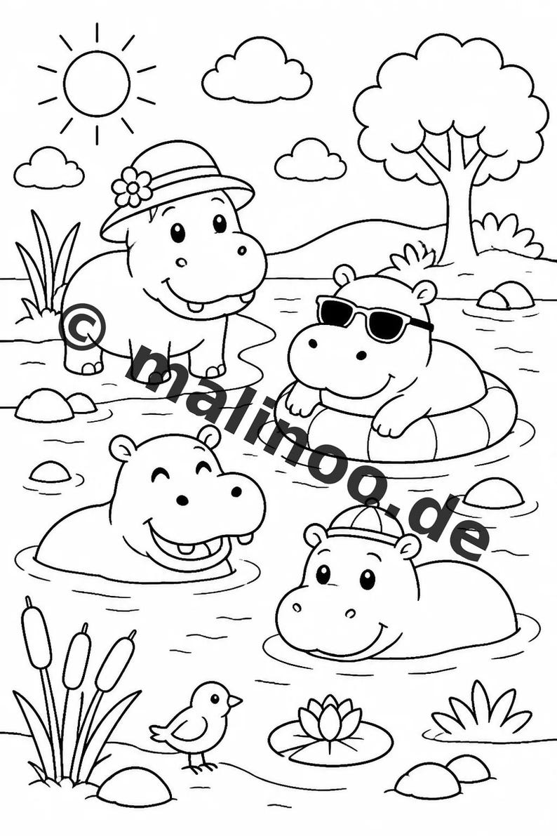 Libro de actividades de hipopótamos para niños – 100 páginas de rompecabezas y actividades – Impreso + hojas sueltas E1/B1 (DIN A4) – Regalo, Actividad imagen 5