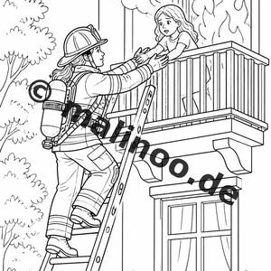 Fire Coloring Book for Kids – 20 Coloring Pages – PDF Download E1/B2 (DIN-A4) – Party Favor, Gift, Children's Birthday Party, Guest Gift image 7