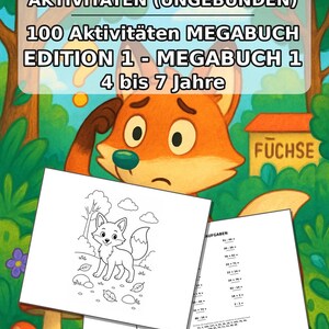 Livre d'activités sur le thème des renards pour enfants – 100 pages de jeux et d'activités – Imprimé + feuilles détachables format E1/B1 (DIN A4) – Cadeau, activité, calendrier de l'Avent image 2