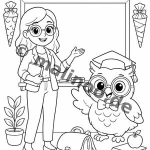 My First Day of School Creative Coloring Book for Ages 6 and Up – 100 Pictures to Color – Gift for Siblings on Birth (PDF) E2 image 4