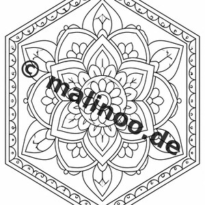 Mandalas kleurboek voor kinderen – 20 kleurplaten – PDF-download E1/B2 (DIN-A4) – Feestartikel, cadeau, kinderfeestje, gastgeschenk afbeelding 16