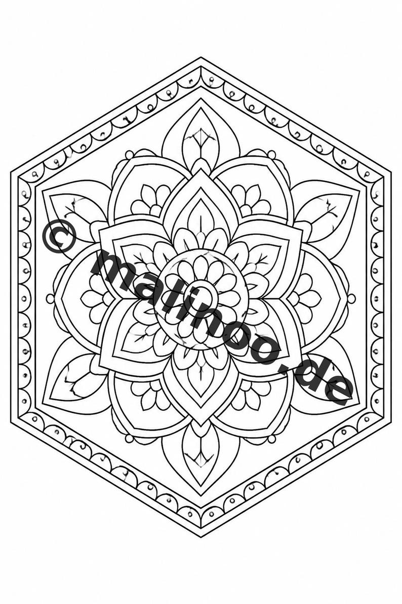 Mandalas kleurboek voor kinderen – 20 kleurplaten – PDF-download E1/B2 (DIN-A4) – Feestartikel, cadeau, kinderfeestje, gastgeschenk afbeelding 16