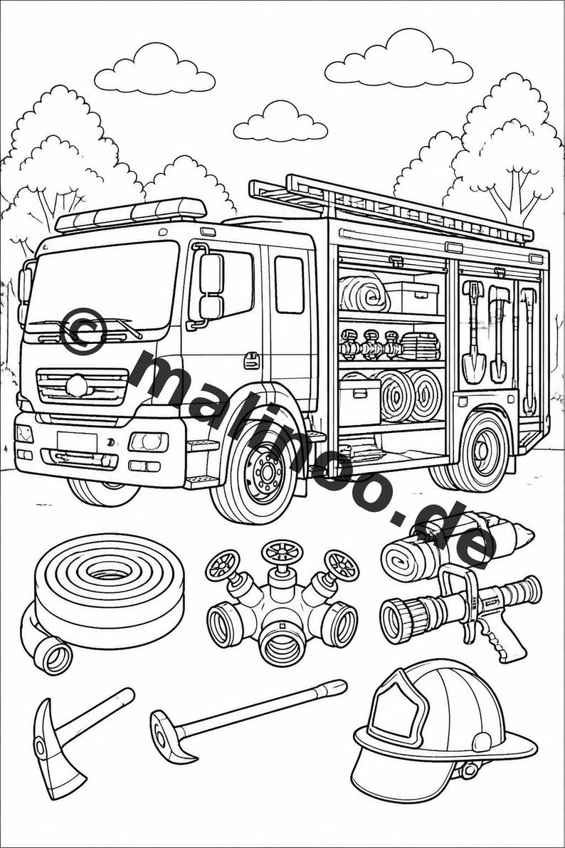 Fire coloring pages for children aged 8 and up – a small Easter gift for children – 20 pages (PDF) E4/B3 image 6