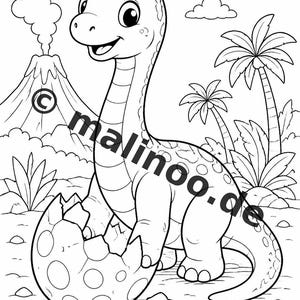 Baby Dinosaurs Coloring Book for Kids – 50 Coloring Pages – PDF Download E1/B3 (DIN-A4) – Gift, Travel Activity, Birthday, Activity image 10