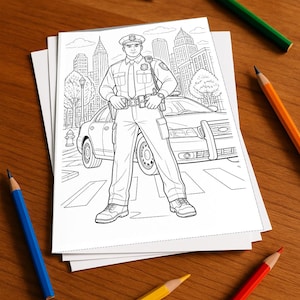 Police coloring book, printed, unbound – 100 coloring pages for children – MEGA BOOK 01 Edition 1 (DIN A4) image 1