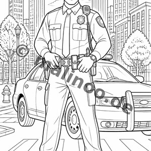 Libro para colorear de policías para niños: un descanso creativo sin pantallas – 20 páginas para colorear (DIN A5) E1/B1-5 imagen 7