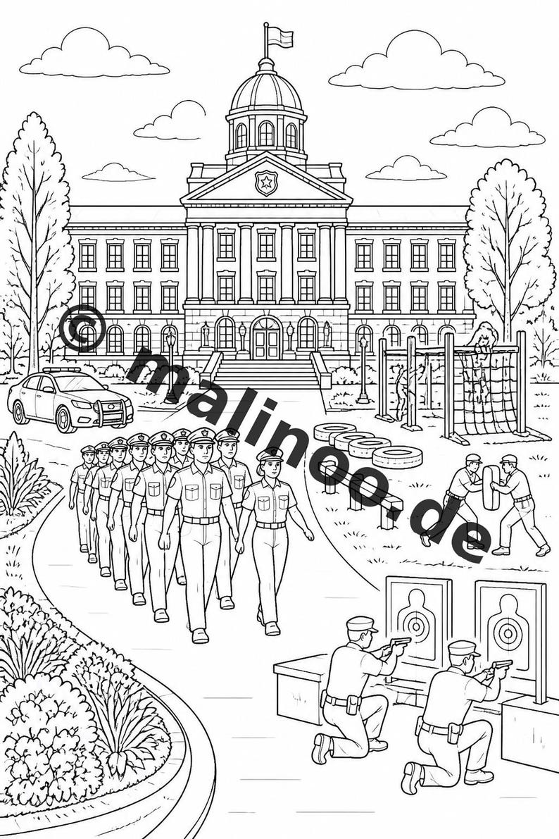 Police Coloring Book for Kids – 20 Coloring Pages – PDF Download E1/B3 (DIN-A4) – Party Favor, Gift, Children's Birthday Party, Party Favor image 16