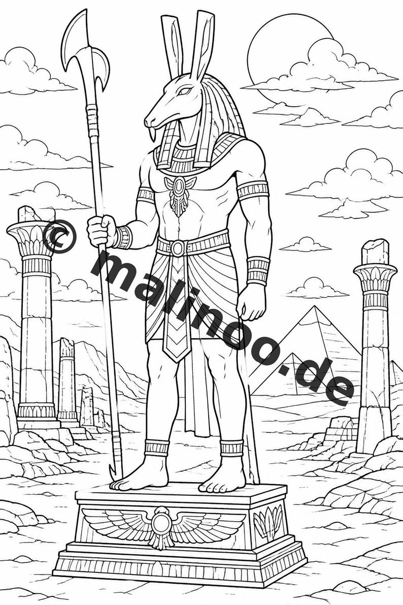 Ägypten Malbuch Kinder – 100 Ausmalbilder – PDF Download E1/B4 (DIN-A4) – Geschenk, Beschäftigung, Adventskalender, Geburtstag Bild 12