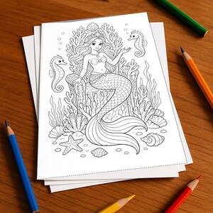 Gift idea for grandchildren and godchildren: Mermaid coloring book with 100 coloring pages (DIN A4) E6 image 3